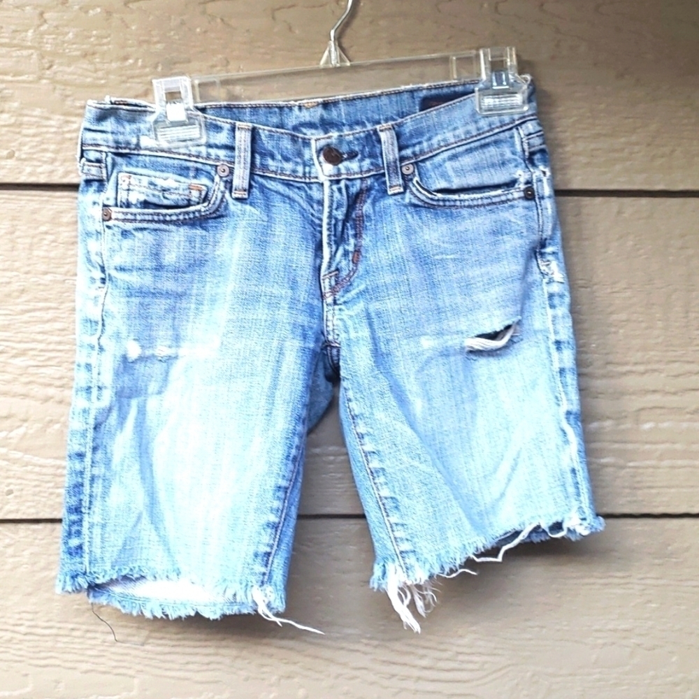 Citizens of Humanity Kelly 001 stretch low waist distressed cutoff shorts